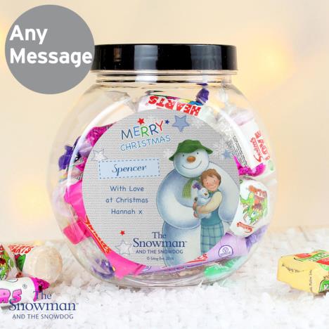 Personalised The Snowman & The Snowdog Blue Sweet Jar Extra Image 1